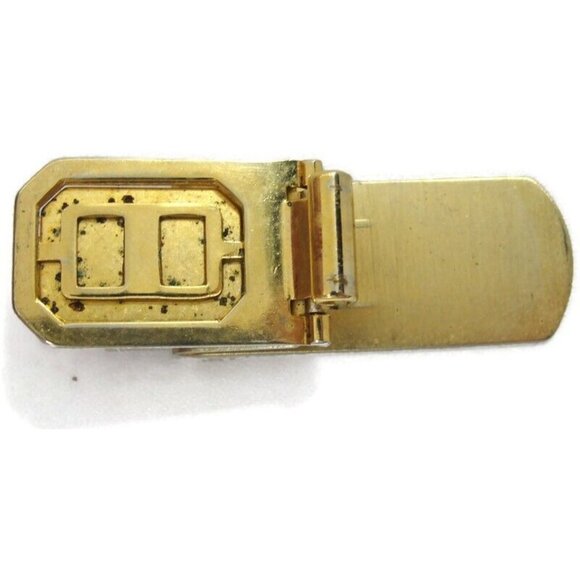 Vintage Brushed Gold Tone Money Clip Men Wallet ID Credit Card Holder - Picture 5 of 8